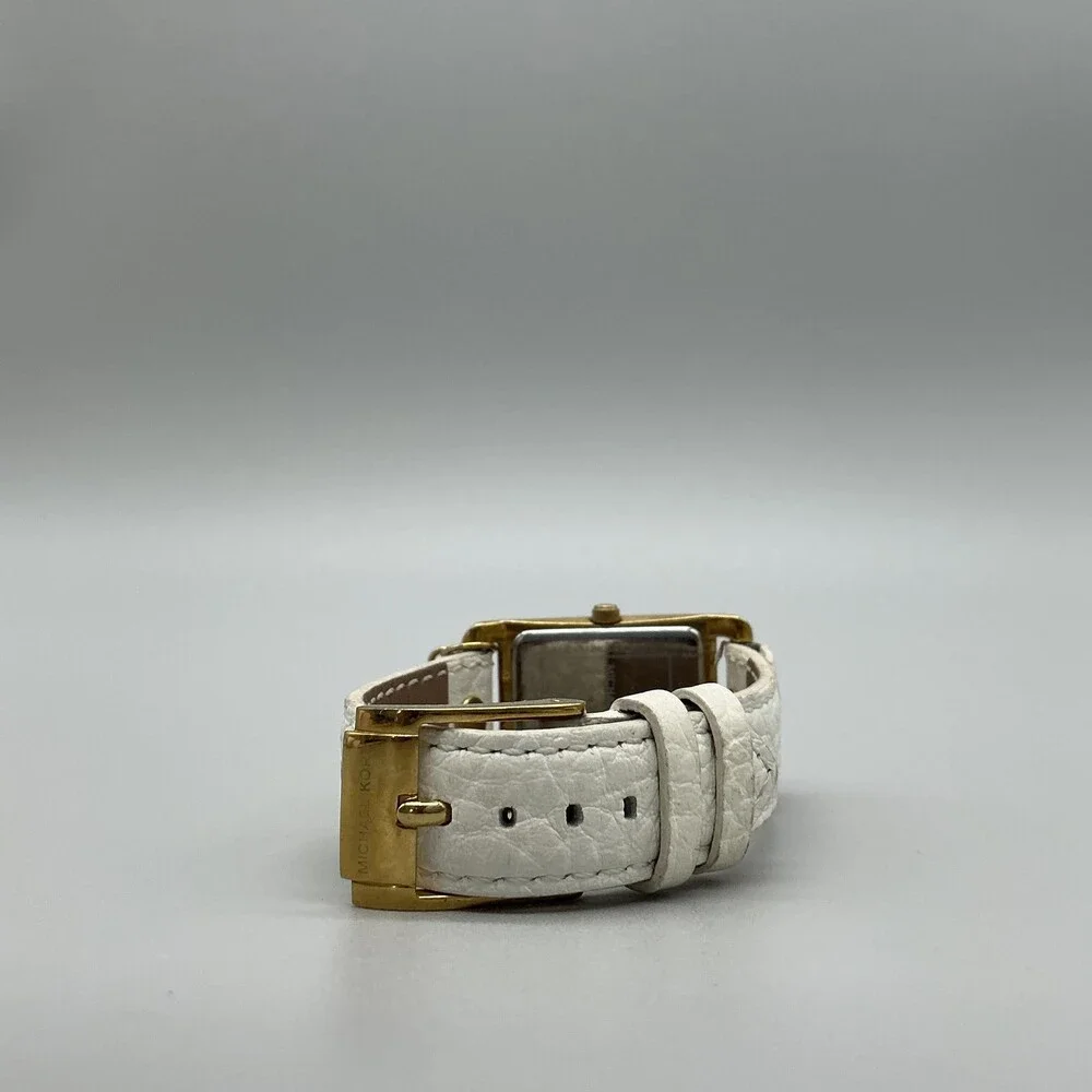 Michael Kors Womens Watch 26mm Gold Dial Crystala Leather MK-2213 New Battery